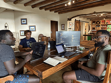 GPTZero team employees at an offsite in Jinja